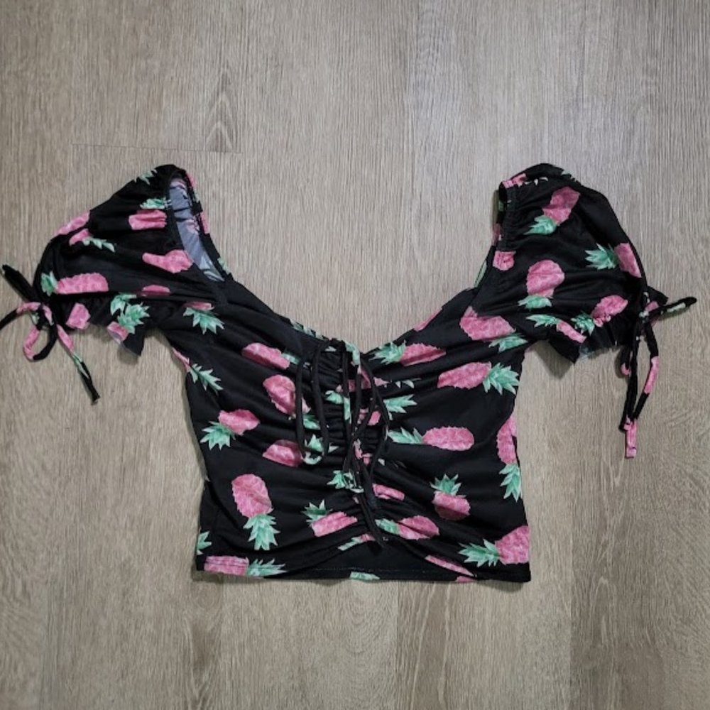 Blackmilk Pink Pineapples Tea Party Top XS - EUC